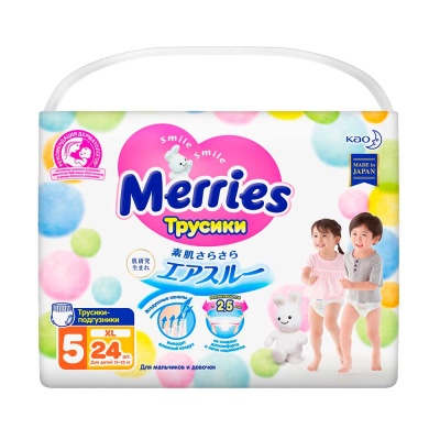 Подгузники-трусики Merries XL (12-22 кг) 24 шт 1